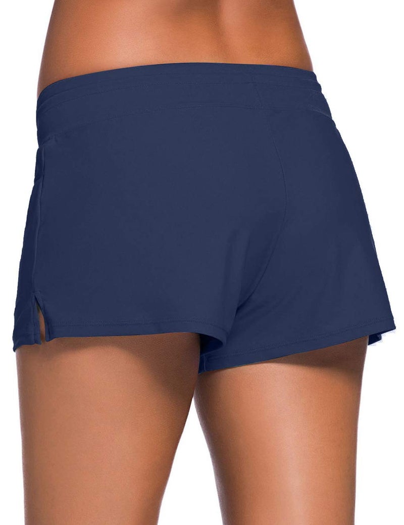 ChinFun Board Shorts Women's Swimswear Tankini Swim Briefs Side Split Swimsuit Bottom Waistband Stretch Boardshorts Beach Trunks Inner Lining Navy Blue Size M - Image 3